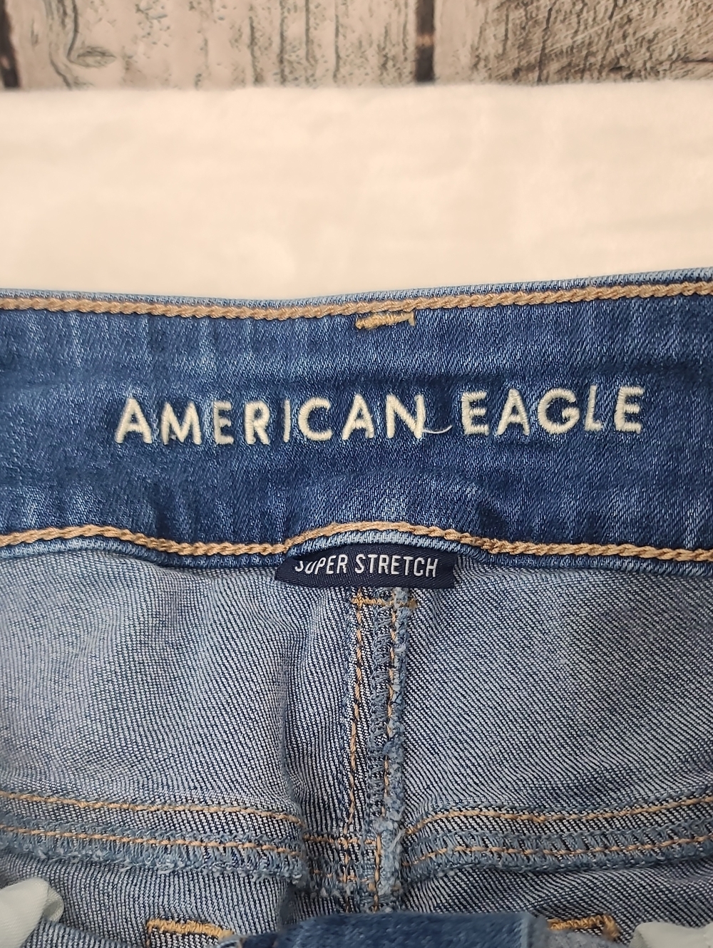 AE Next Level Artist Stretch Cotton Denim Low Rise Straight Crop Leg Jean Blue - Picture 13 of 17
